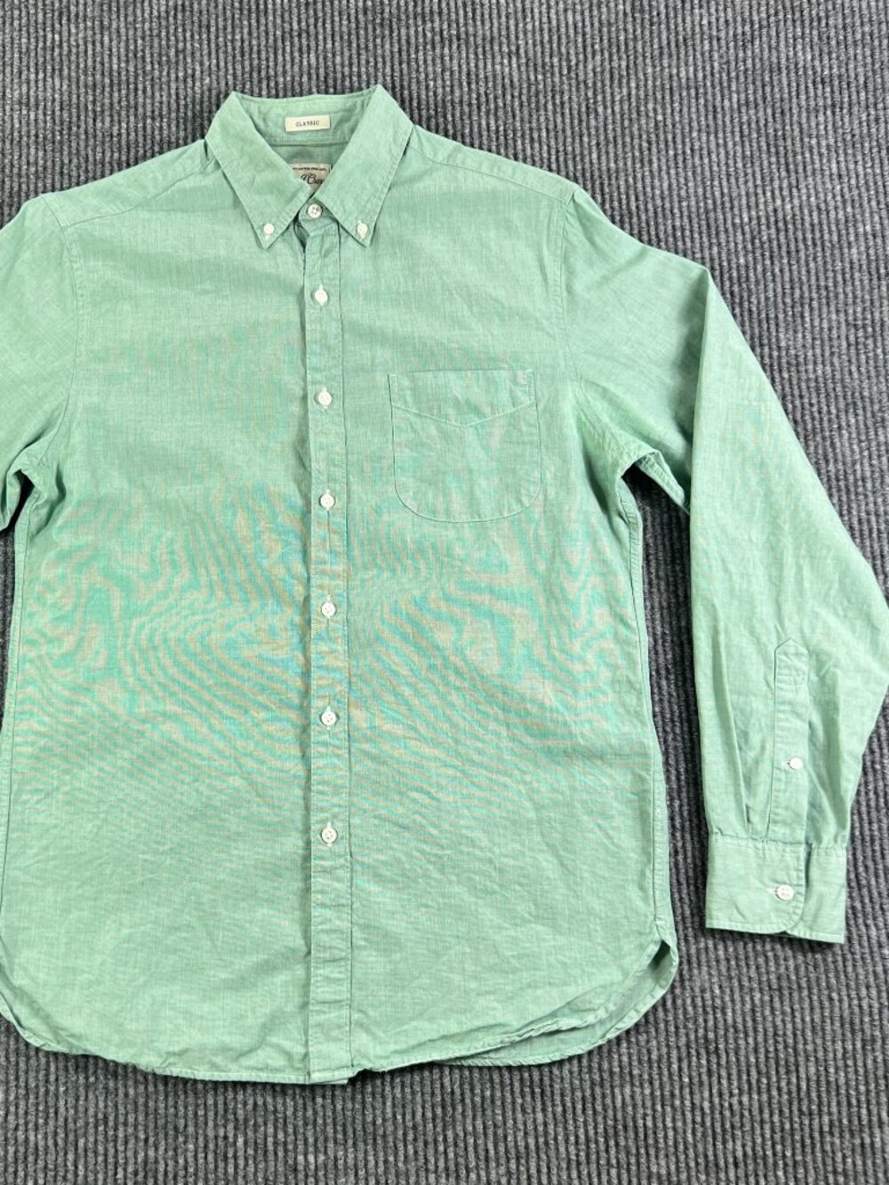 J.Crew Button Down Shirt Mens Small Green Classic Fit Long Sleeve Cotton Pocket - Picture 3 of 12